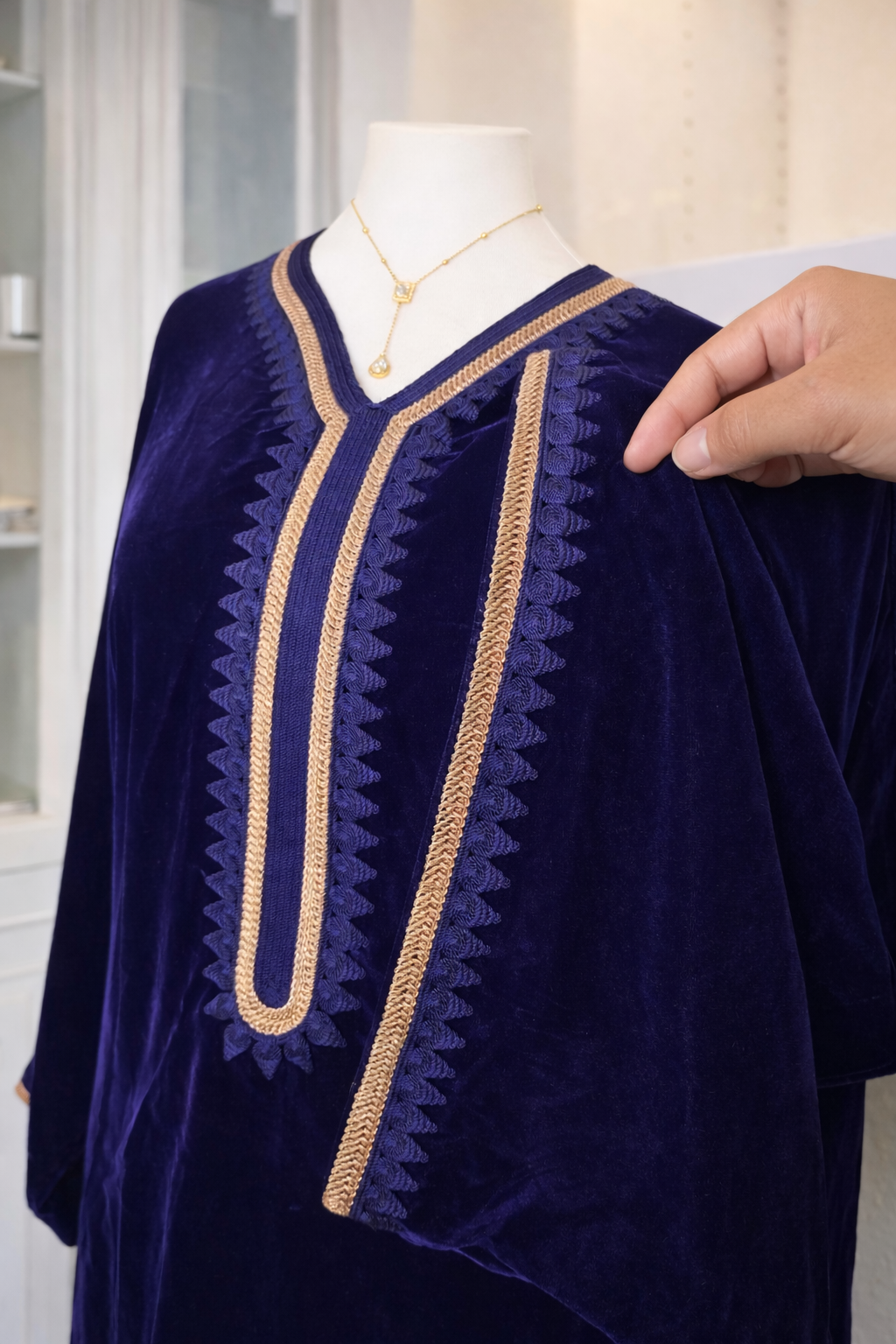 Caftan en velours - Saphir Royal -